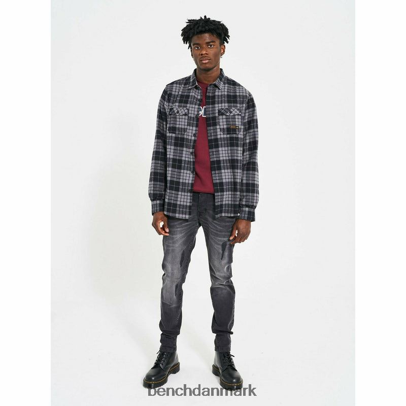 carlow flannel skjorte Mænd sort/kul tjek Bench beklædning R860030